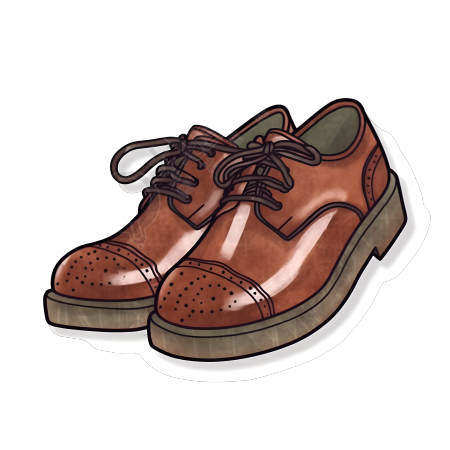 棕色皮鞋贴纸艺术白底素材