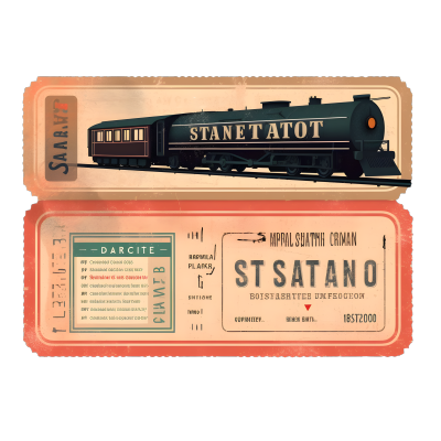 丹·马图蒂纳风格的火车票复古设计模板素材