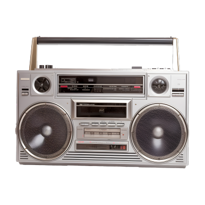 银色Boombox无线电收音机PNG图形素材
