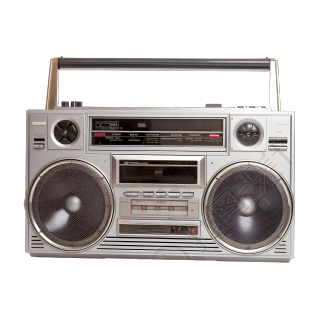 银色Boombox无线电收音机PNG图形素材