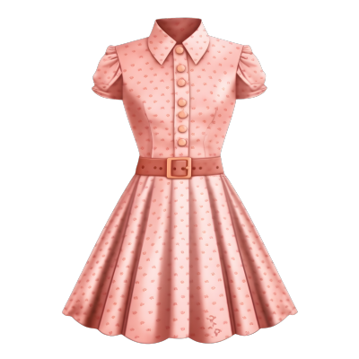 复古优雅粉色连衣裙素材