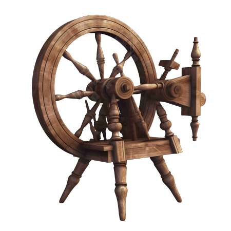 超写实木质底座旋转车轮插画设计素材