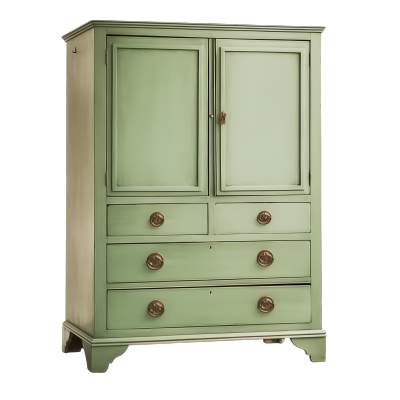 绿色复古衣柜白色背景素材