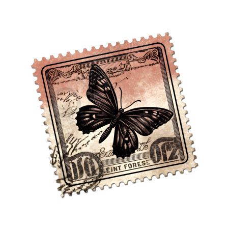 蝴蝶邮票创意设计PNG图形素材