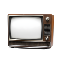 深棕色复古电视PNG插画素材