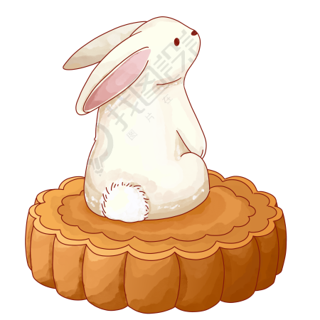 中秋节月饼和兔子素材