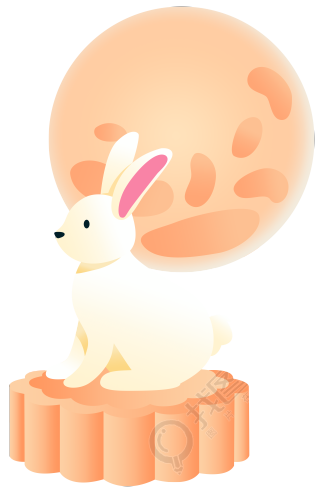 中秋节月饼和兔子的PNG图形素材