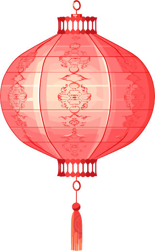 中国风创意设计元素：红白简约线条风格的天灯矢量图素材