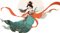 古风嫦娥仙子手持玉兔飞向明月