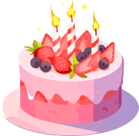 草莓生日蛋糕动态插画设计