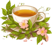 花叶纹理草本茶插画设计高清透明背景素材