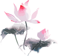 粉蓝芙蓉水墨画元素