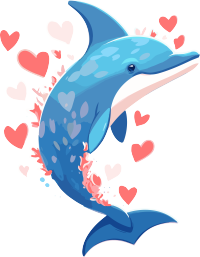 爱心海豚游戏风格插画素材