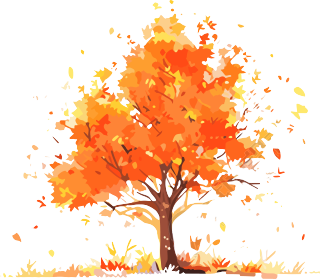 秋风吹黄了树叶PNG插画