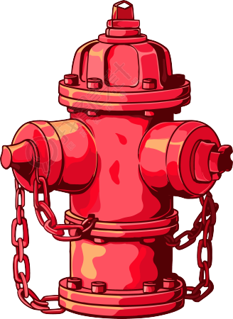 手绘消防栓透明背景艺术插图