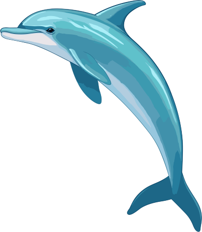 透明背景蓝色海豚插图设计