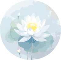 蓝色和柔和白色水彩荷花圆环素材