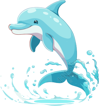 卡通风格蓝色海豚矢量插画素材