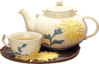 黄花茶壶艺术感插画素材