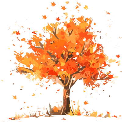 秋天橙色大树插画素材