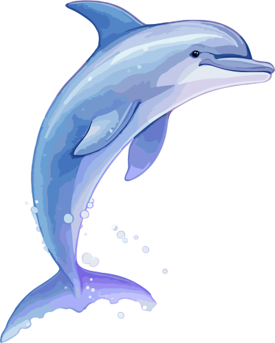 新的免费动物和可爱图标海豚跳跃插画