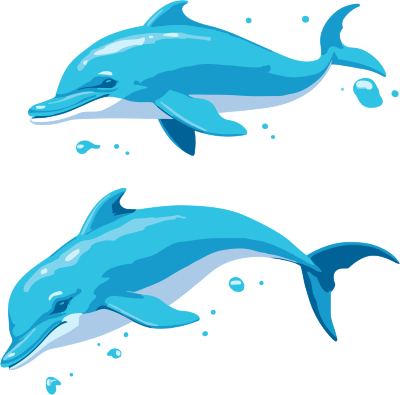 手绘海豚跳跃透明背景插画