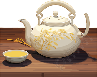 白色雅致的茶壶创意设计插画素材
