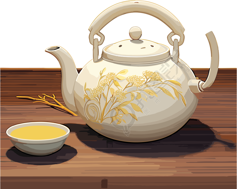白色雅致的茶壶创意设计插画素材