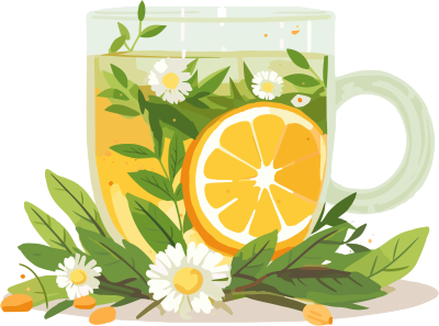 绿茶柠檬杯自然元素插画