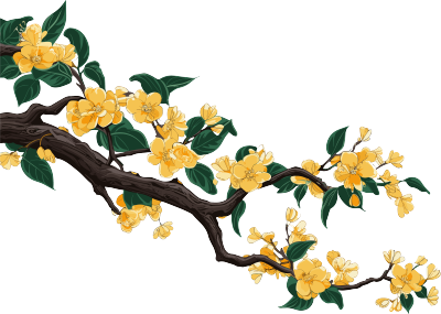 金色琥珀树枝花叶PNG图形素材