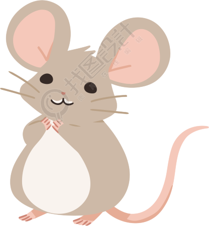 呲牙的小老鼠插画设计PNG