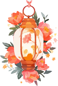 花灯精美插图透明背景元素