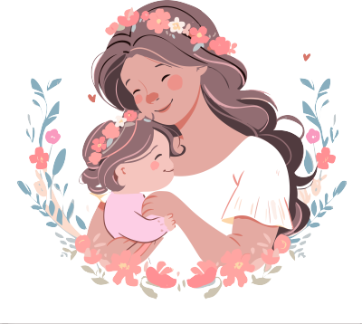 母亲牵着女儿的手扁平风格素材