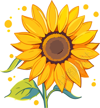 一大朵向日葵手绘插图素材