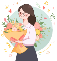透明背景教师节花束插画设计