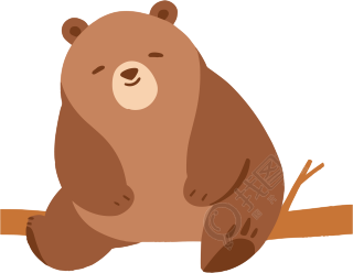手绘平面风格棕熊插画