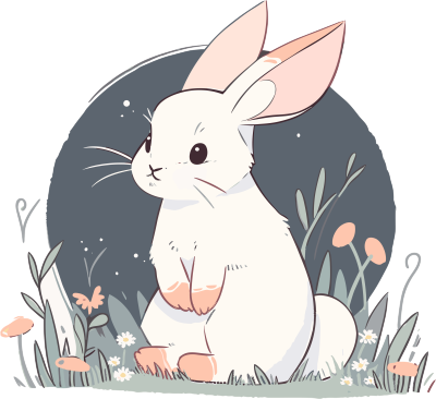 蹲在草丛中的小兔子插图素材