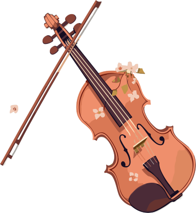 小提琴手绘扁平风格PNG素材