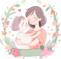 母亲节手绘插画素材