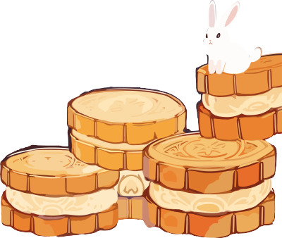 中秋节兔子和月饼商业可用插画