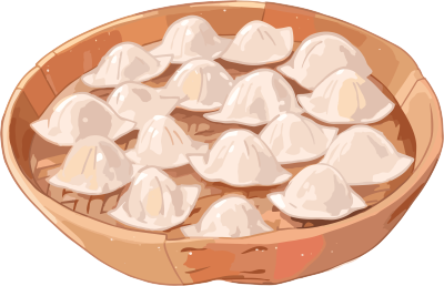 透明背景美味的饺子插画