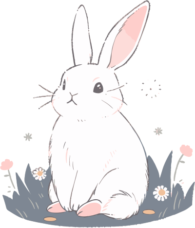 可爱兔子透明背景插画设计元素