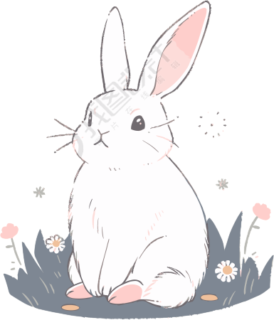 可爱兔子透明背景插画设计元素