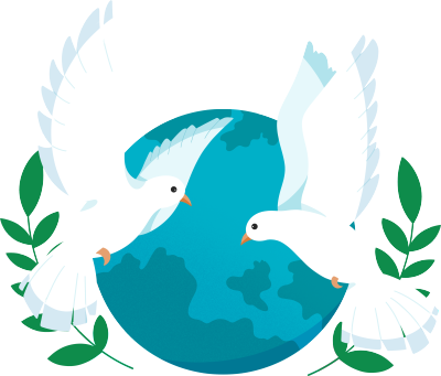 国际和平日地球白鸽手绘插画