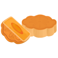 透明背景中秋蛋黄馅月饼插画元素