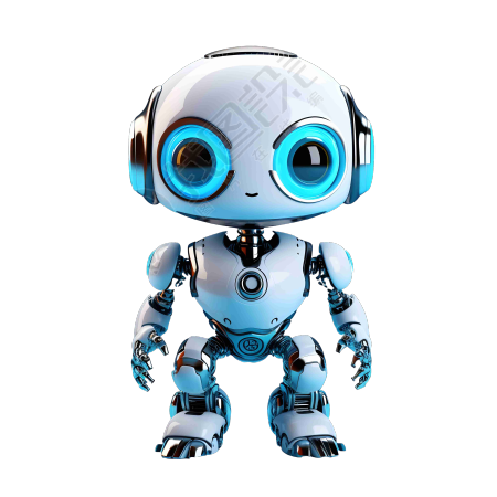 蓝眼睛的可爱安卓机器人PNG图形素材