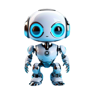 蓝眼睛的可爱安卓机器人PNG图形素材