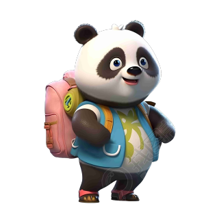 卡通角色设计可爱熊猫背包素材