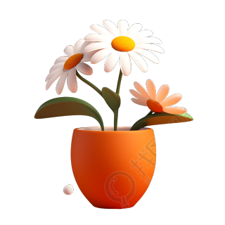 花盆上的雏菊插画设计