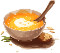 中国水墨风格蘑菇汤PNG插画设计